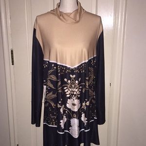 Lily Floral/Color Block Mock Neck Tunic